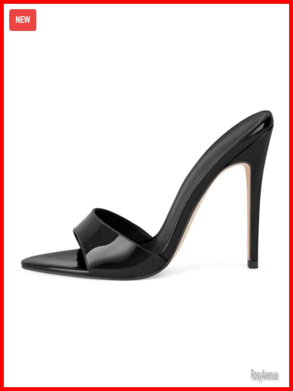 Women's Stiletto Heeled Slide Mules Faux Leather Slip On
